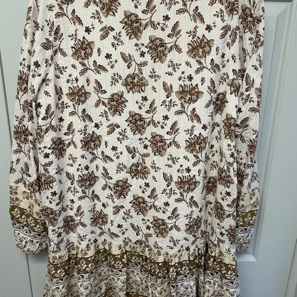 LOFT Women's Floral Tunic - Brown and Cream / Small - Picture 5 of 7